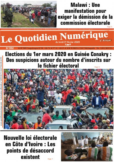 Elections du 1er mars 2020 en Guinée Conakry Magazine Le Quotidien