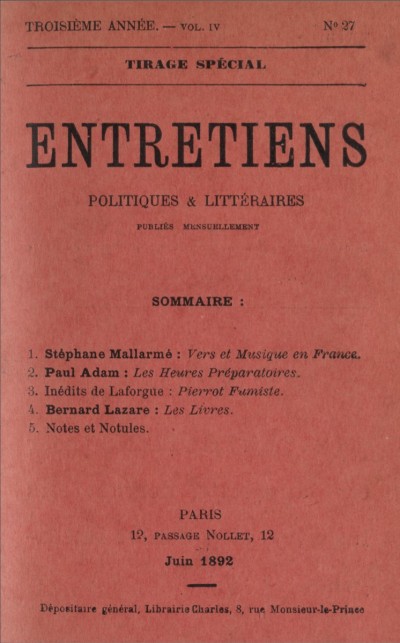 Stéphane Mallarmé | Magazine Entretiens politiques & littéraires #27